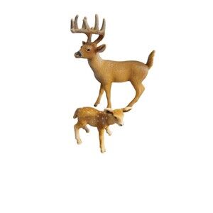 Schleich Set of 2 Buck Figurine Toy Unisex Kids Brown Play Pretend Collectible